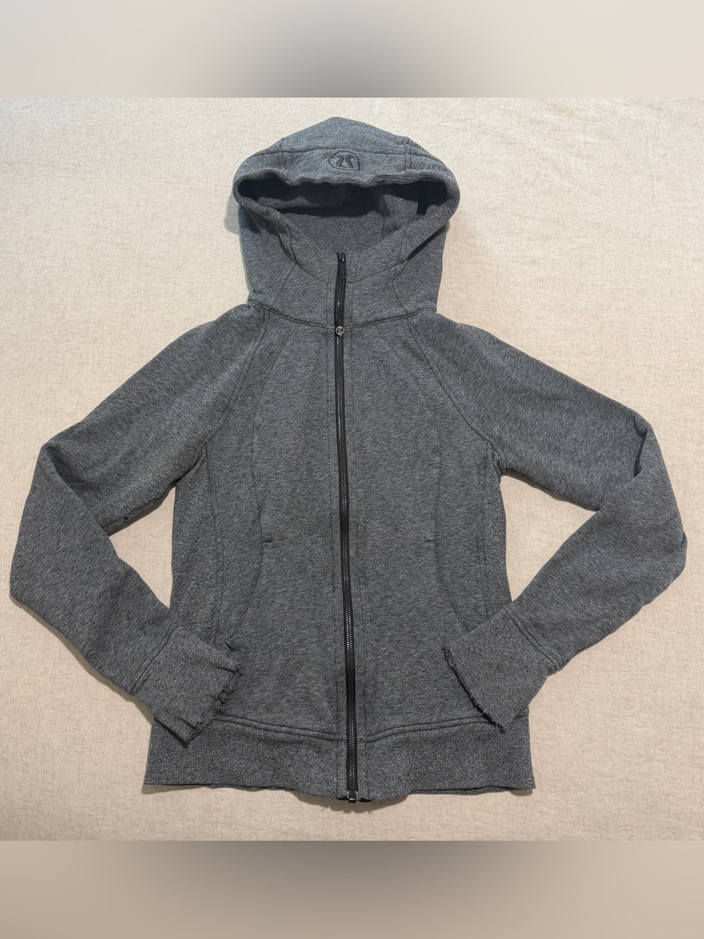 LULULEMON 2017 Scuba Full Zip Hoodie *Light Cotton Fleece Heathered Gray Size 4